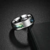 A popular stainless steel men's ring set with abalone and shellfish in half a circle on Amazon in Europe and America can be printed with a LOGO Specification image